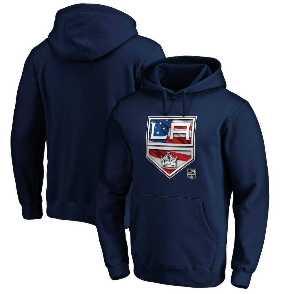 Los Angeles Kings Banner Wave Logo Pullover Hoodie - Navy - NHL