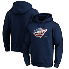 Minnesota Wild Banner Wave Logo Pullover Hoodie - Navy - NHL