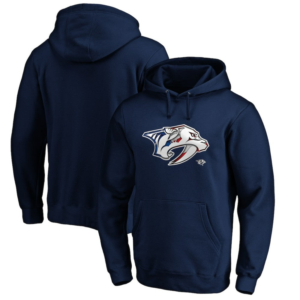 Nashville Predators Banner Wave Logo Pullover Hoodie - Navy - NHL