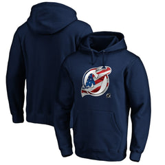 New Jersey Devils Banner Wave Logo Pullover Hoodie - Navy - NHL