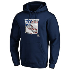 New York Rangers Banner Wave Logo Pullover Hoodie - Navy - NHL