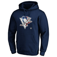 Pittsburgh Penguins Banner Wave Logo Pullover Hoodie - Navy - NHL