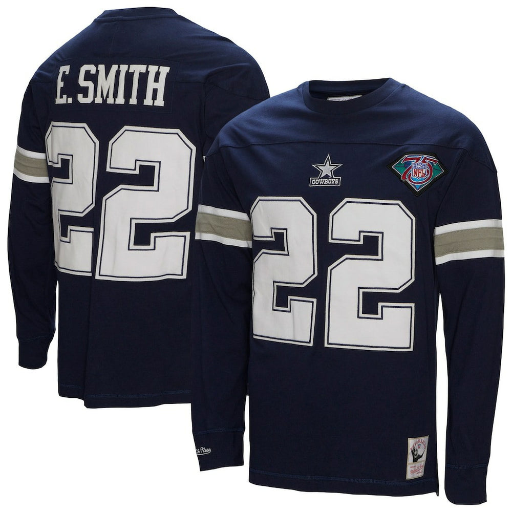 Emmitt Smith Dallas Cowboys Throwback Retired Player Name & Number Long Sleeve Top Navy | Mitchell & Ness