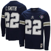 Emmitt Smith Dallas Cowboys Throwback Retired Player Name & Number Long Sleeve Top Navy | Mitchell & Ness