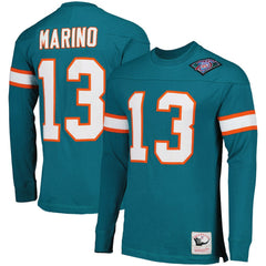 Dan Marino Miami Dolphins Throwback Retired Player Name & Number Long Sleeve Top Aqua | Mitchell & Ness