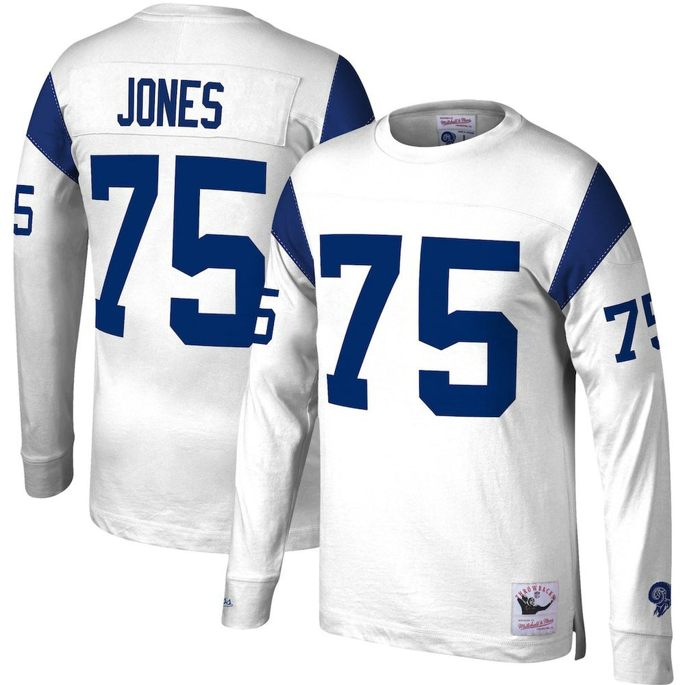 Deacon Jones Los Angeles Rams Throwback Retired Player Name & Number Long Sleeve Top White | Mitchell & Ness