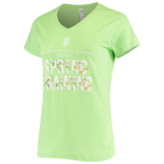 San Francisco Giants Soft as a Grape Women's Script Floral V-Neck T-Shirt - MLB