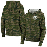 Chicago Bears New Era Women's Raglan Full-Zip Hoodie Camo | NFL