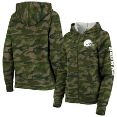 Cleveland Browns New Era Women's Raglan Full-Zip Hoodie Camo | NFL