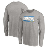 Los Angeles Chargers On Side Stripe Long Sleeve T-Shirt Heathered Gray | Fanatics