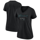 Miami Marlins Nike Women's Authentic Collection Tri-Blend V-Neck T-Shirt - MLB