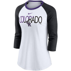 Colorado Rockies Nike Women's Color Split Tri-Blend 3/4-Sleeve Raglan T-Shirt - MLB