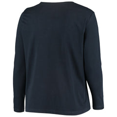 New England Patriots Women's Plus Size Primary Logo Long Sleeve Scoop Neck T-Shirt Navy | Fanatics