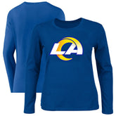 Los Angeles Rams Women's Plus Size Primary Logo Long Sleeve Scoop Neck T-Shirt Royal | Fanatics