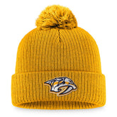Nashville Predators Fanatics Primary Logo Cuffed Knit Hat with Pom - Gold - NHL