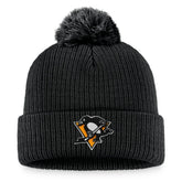 Pittsburgh Penguins Fanatics Primary Logo Cuffed Knit Hat with Pom - Black - NHL