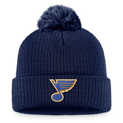 St. Louis Blues Fanatics Primary Logo Cuffed Knit Hat with Pom - Navy - NHL