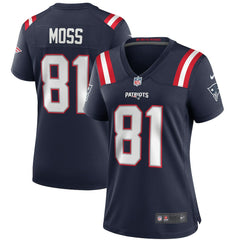 Randy Moss New England Patriots Women's Game Retired Player Jersey Navy | Nike for Sale