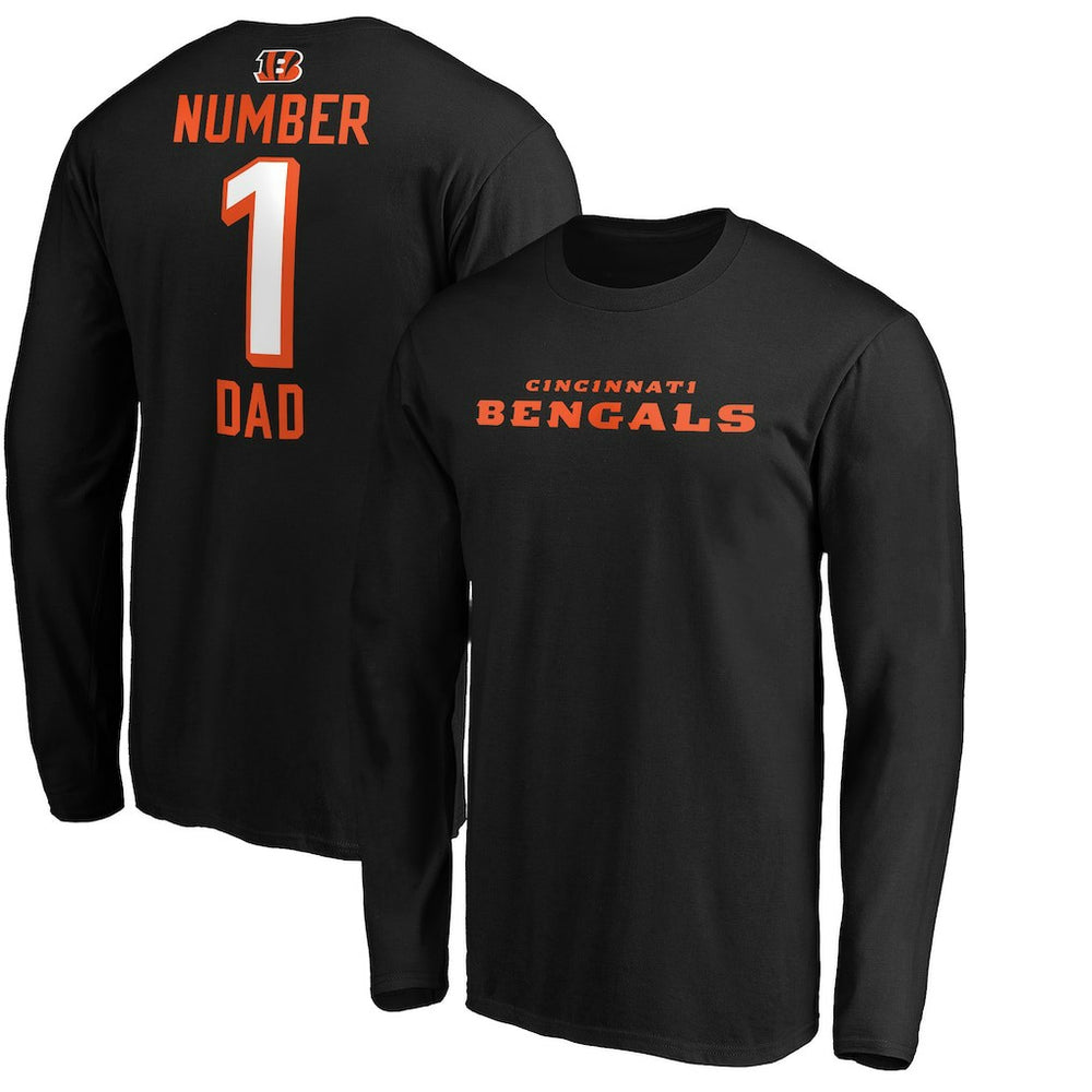 Cincinnati Bengals #1 Dad Long Sleeve Team Logo T-Shirt Black | NFL