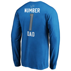 Detroit Lions #1 Dad Long Sleeve Team Logo T-Shirt Blue | NFL