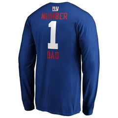 New York Giants #1 Dad Long Sleeve Team Logo T-Shirt Royal | NFL