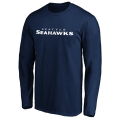 Seattle Seahawks #1 Dad Long Sleeve Team Logo T-Shirt College Navy | NFL