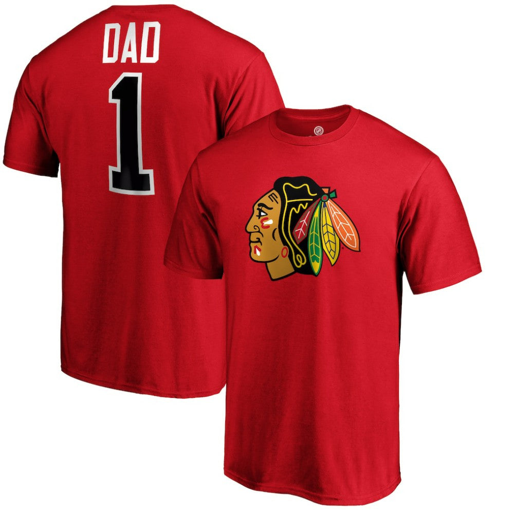 Chicago Blackhawks #1 Dad T-Shirt - Red - NHL