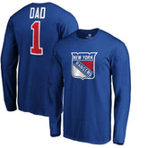 New York Rangers #1 Dad Long Sleeve T-Shirt - Blue - NHL