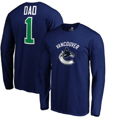 Vancouver Canucks #1 Dad Long Sleeve T-Shirt - Blue - NHL