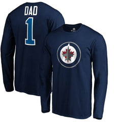 Winnipeg Jets #1 Dad Long Sleeve T-Shirt - Navy - NHL
