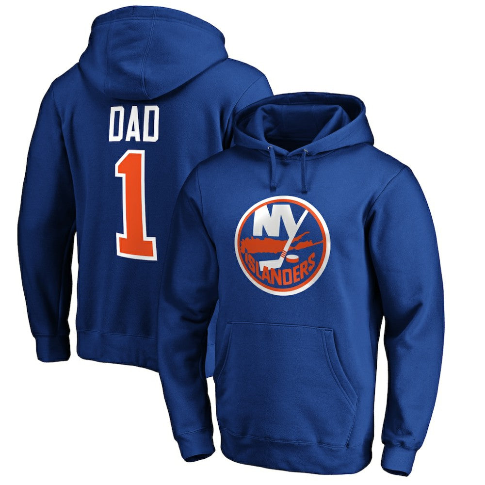 New York Islanders #1 Dad Pullover Hoodie - Royal - NHL