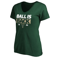 Milwaukee Bucks Women's Ball Is Back V-Neck T-Shirt Green - NBA