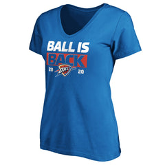 Oklahoma City Thunder Women's Ball Is Back V-Neck T-Shirt Blue - NBA
