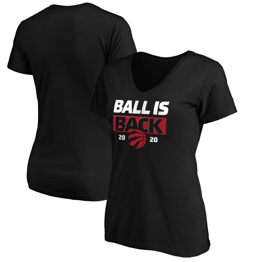 Toronto Raptors Women's Ball Is Back V-Neck T-Shirt Black - NBA