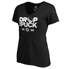 Boston Bruins Women's Drop the Puck V-Neck T-Shirt - Black - NHL