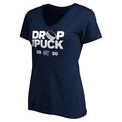 Columbus Blue Jackets Women's Drop the Puck V-Neck T-Shirt - Navy - NHL