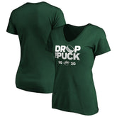 Minnesota Wild Women's Drop the Puck V-Neck T-Shirt - Green - NHL