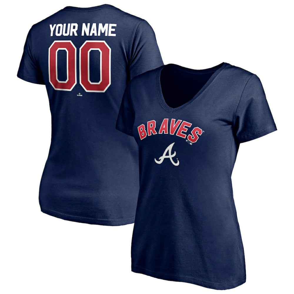 Atlanta Braves Women's Personalized Winning Streak Name & Number V-Neck T-Shirt - MLB