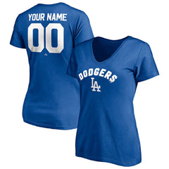 Los Angeles Dodgers Women's Personalized Winning Streak Name & Number V-Neck T-Shirt - MLB