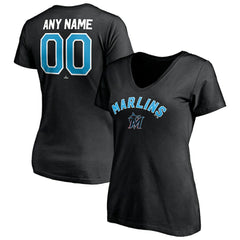 Miami Marlins Women's Personalized Winning Streak Name & Number V-Neck T-Shirt - MLB
