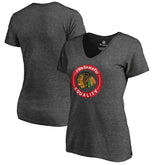 Chicago Blackhawks Women's #WeSkateFor V-Neck T-Shirt - Heather Gray - NHL
