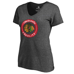 Chicago Blackhawks Women's #WeSkateFor V-Neck T-Shirt - Heather Gray - NHL