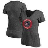 Columbus Blue Jackets Women's #WeSkateFor V-Neck T-Shirt - Heather Gray - NHL