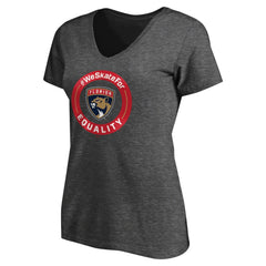 Florida Panthers Women's #WeSkateFor V-Neck T-Shirt - Heather Gray - NHL