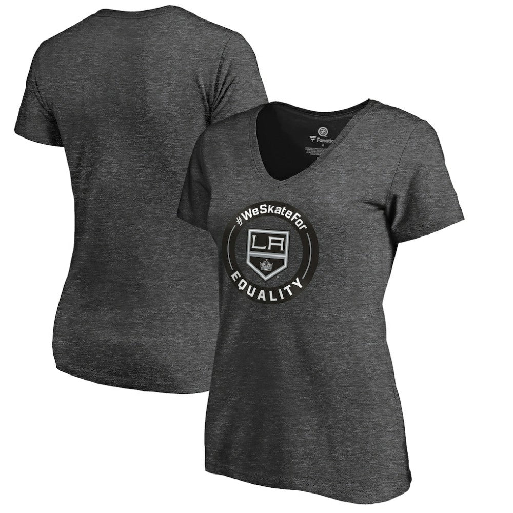 Los Angeles Kings Women's #WeSkateFor V-Neck T-Shirt - Heather Gray - NHL
