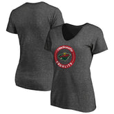 Minnesota Wild Women's #WeSkateFor V-Neck T-Shirt - Heather Gray - NHL