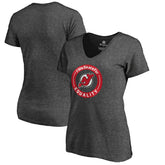 New Jersey Devils Women's #WeSkateFor V-Neck T-Shirt - Heather Gray - NHL