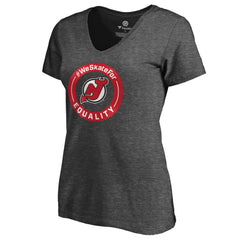 New Jersey Devils Women's #WeSkateFor V-Neck T-Shirt - Heather Gray - NHL