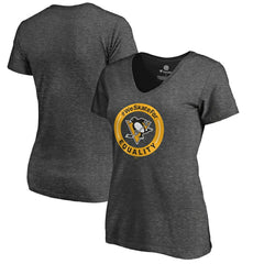 Pittsburgh Penguins Women's #WeSkateFor V-Neck T-Shirt - Heather Gray - NHL