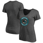 San Jose Sharks Women's #WeSkateFor V-Neck T-Shirt - Heather Gray - NHL